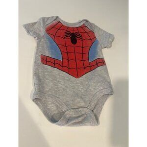 Marvel Spider-Man Baby Onesie 6-9M Red/Gray Short Sleeve Snap Closure
